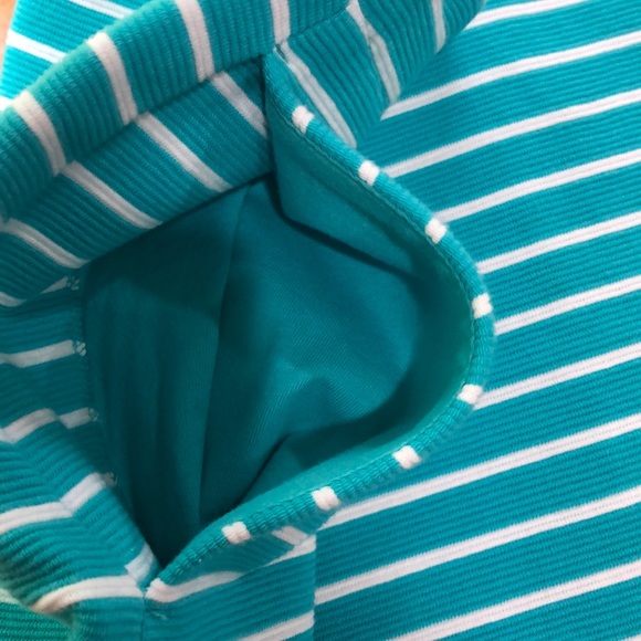 Talbots Teal/White Striped A-Line Skirt    Sz 14 - Picture 5 of 8